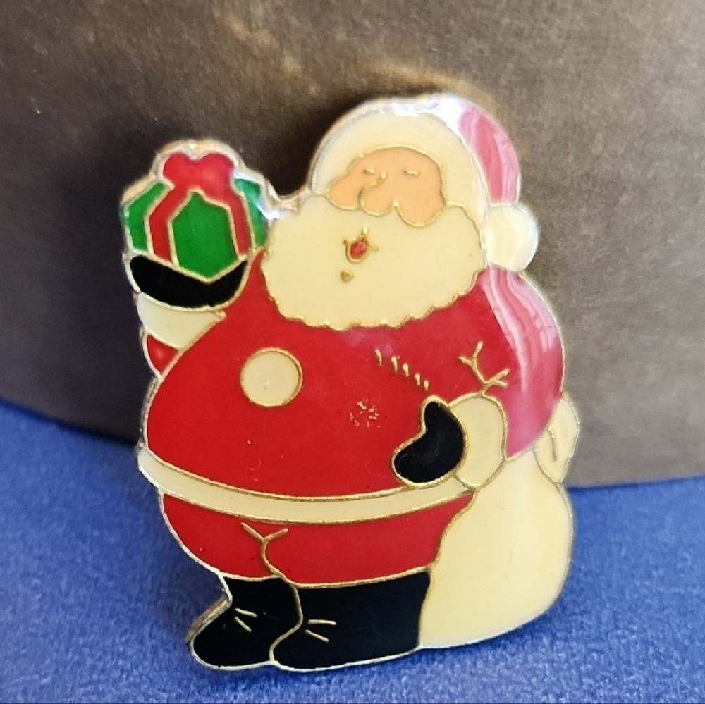 Jolly Santa Claus Brooch - Red, White, and Green